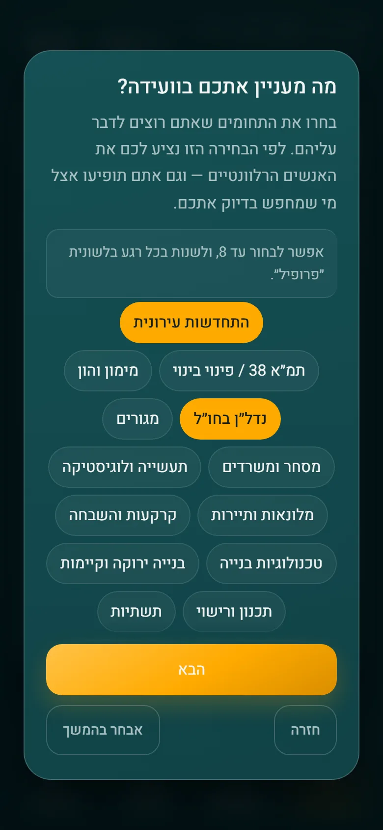 הפרופיל כבר מוכן